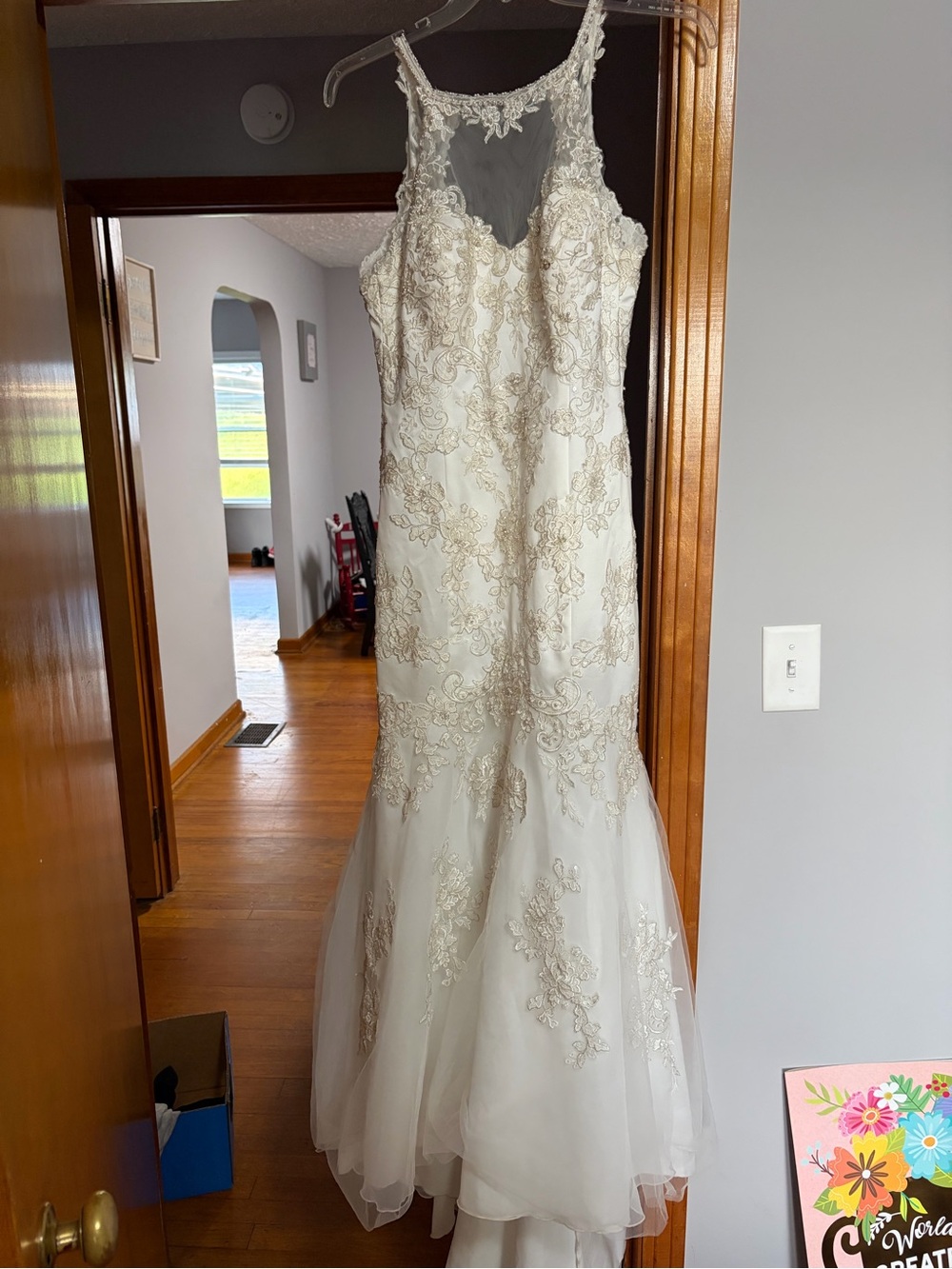 David's Bridal Ivory Lace Mermaid Wedding Gown